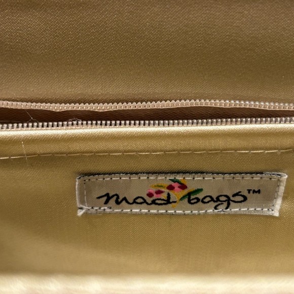 Vintage Mad Bags Mother of Pearl Tile Purse Handmade Faux Tortoise Shell Handles - Picture 6 of 7